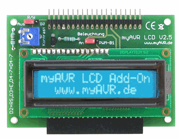 myAVR LCD Add-On f&uuml;r Textausgaben, 3 V ARM