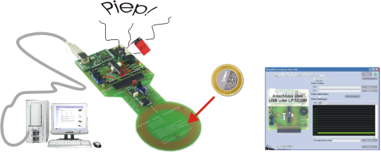 Anwendungsbeispiel Metalldetektor myFinder und myAVR Board MK2
